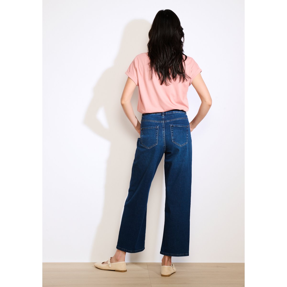 Jean taille haute large dark blue, LOLALIZA