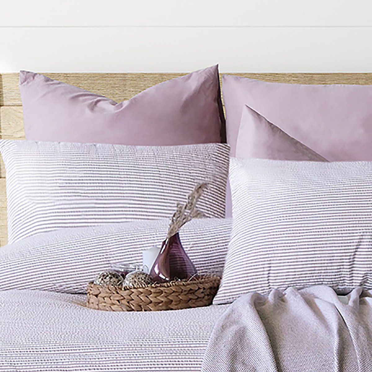 Paure de couette et tai(e) coton imprimé, maribel mauve mauve, C DESIGN HOME TEXTILE