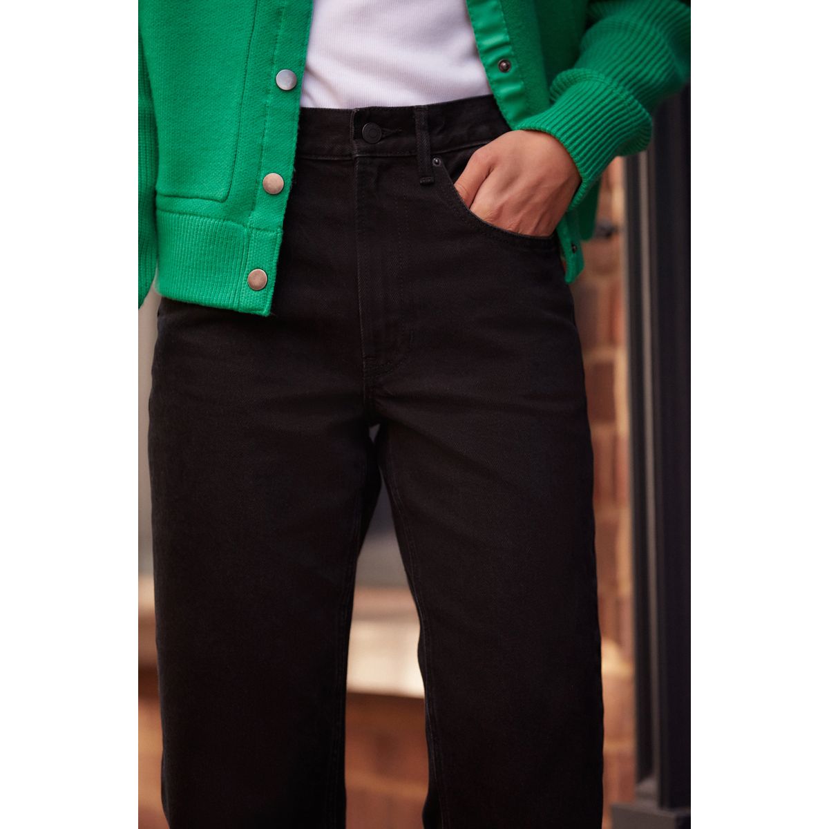 Jean mom droit noir, NEXT