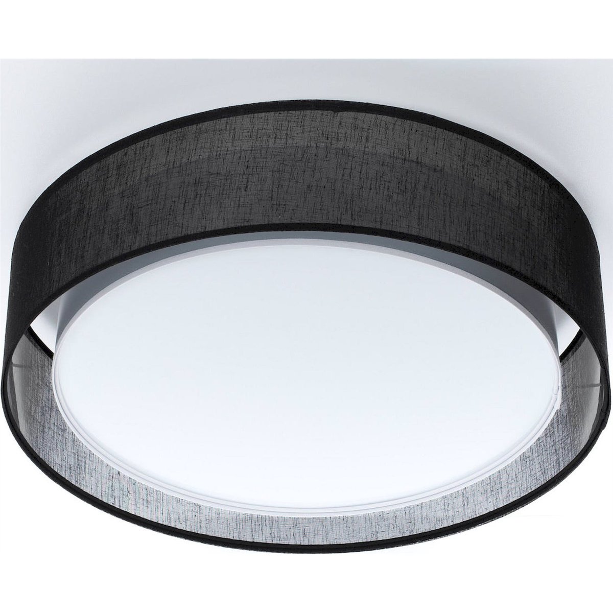 Plafonnier rond en tissu lumière douce Puro noir tissu semi transparent, BPS KONCEPT