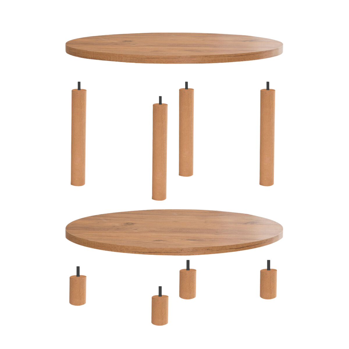 Table basse ronde 2 niveaux - ROBY pin atlantique, CALICOSY