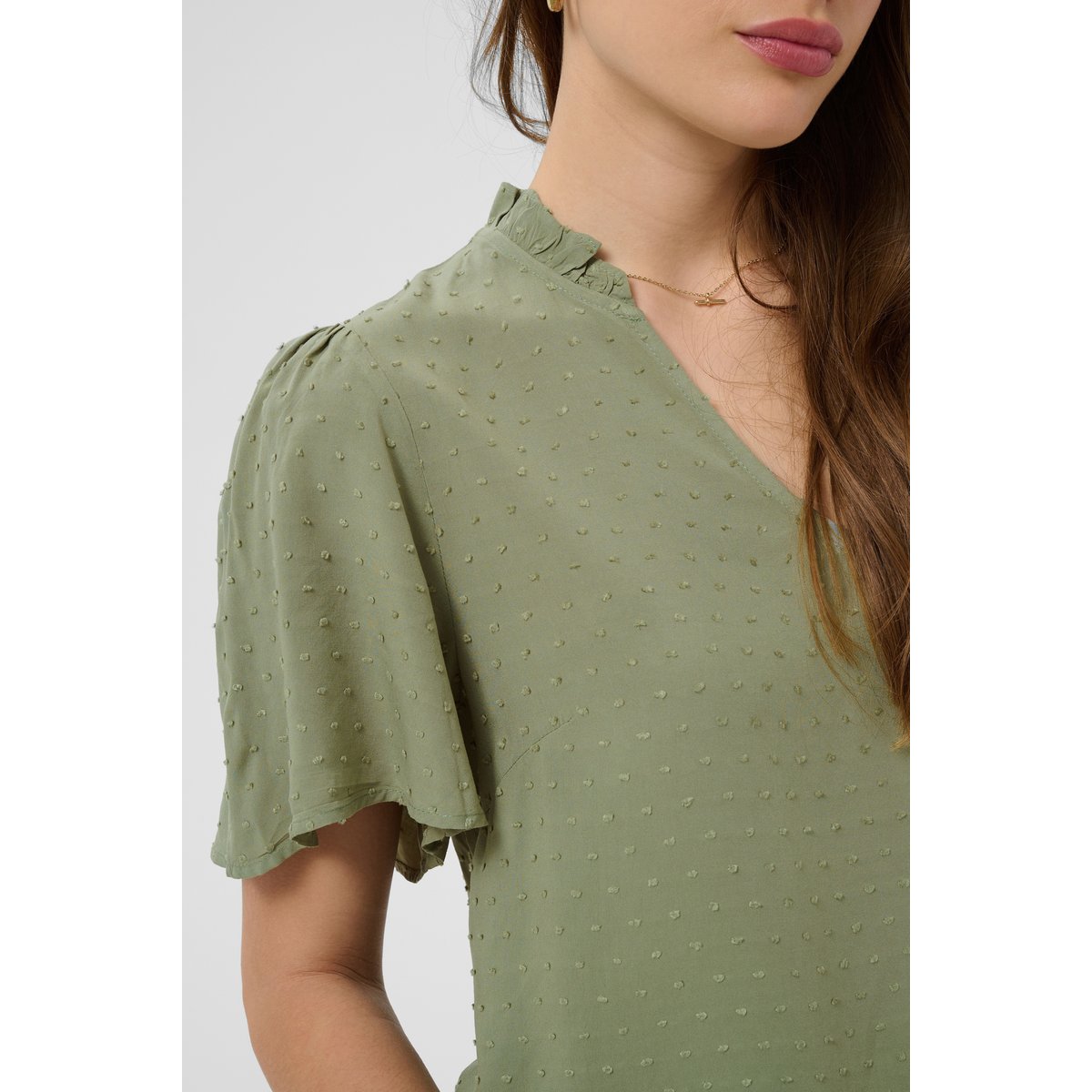 Blouse à manches courtes gris shadow, CREAM