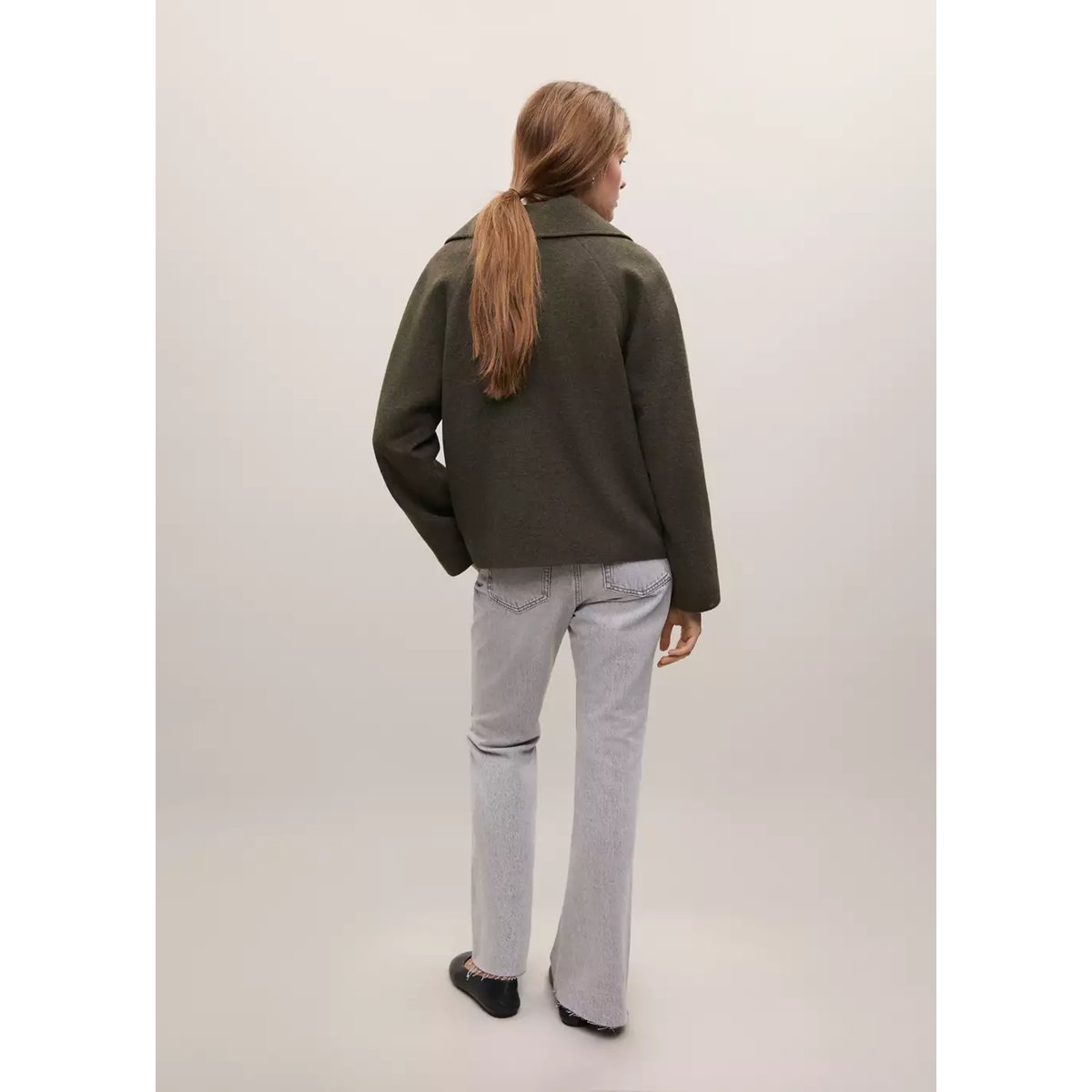 Manteau laine mélangée double boutonnage kaki, MANGO TEEN