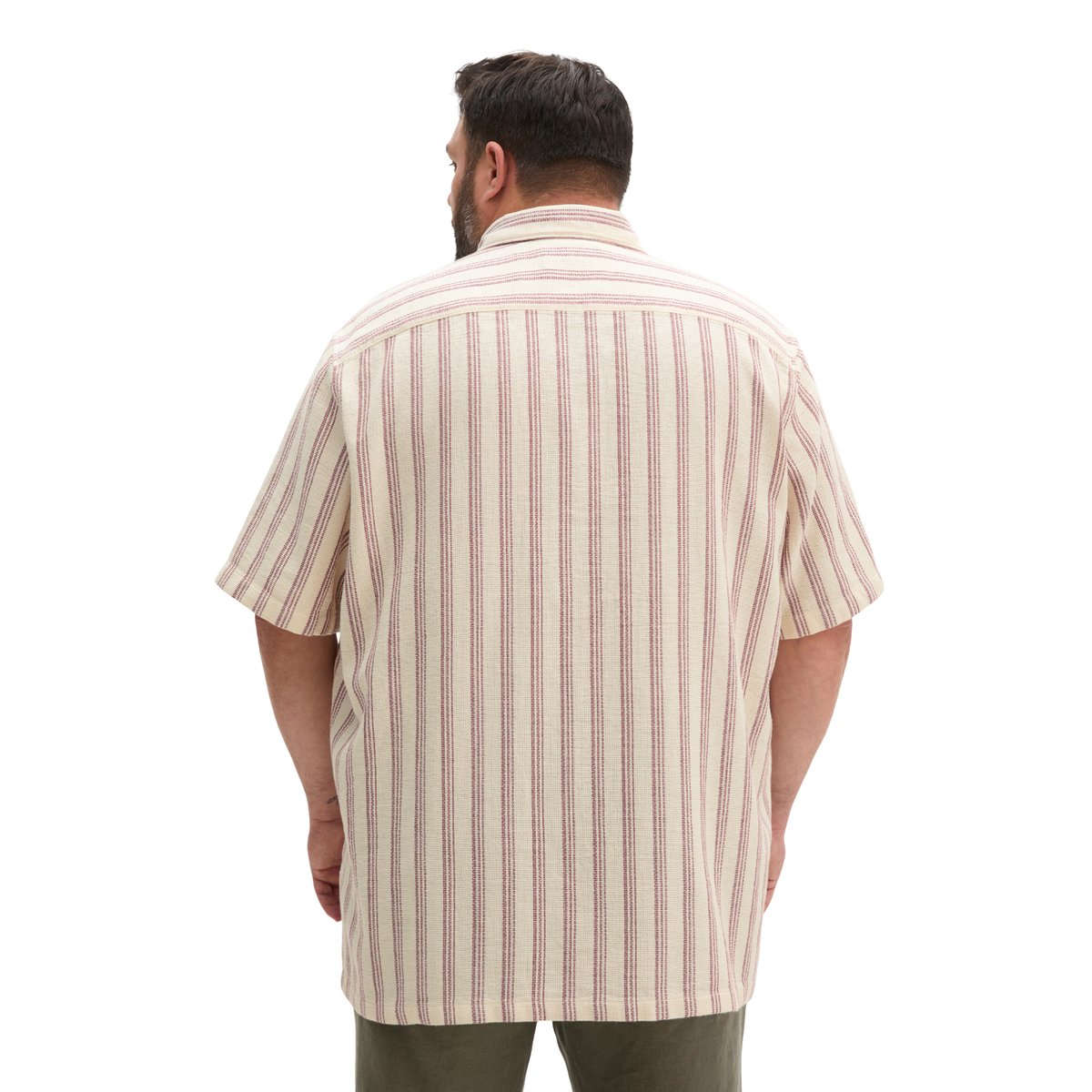 Chemise à manches courtes regular en coton biologique en Leno-Weave beige, MARC O'POLO