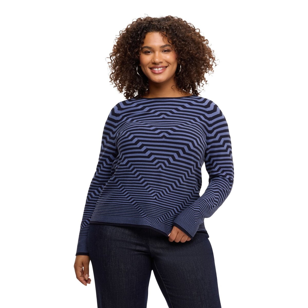 Pull à rayures avec encolure bateau bleu, FIORELLA RUBINO