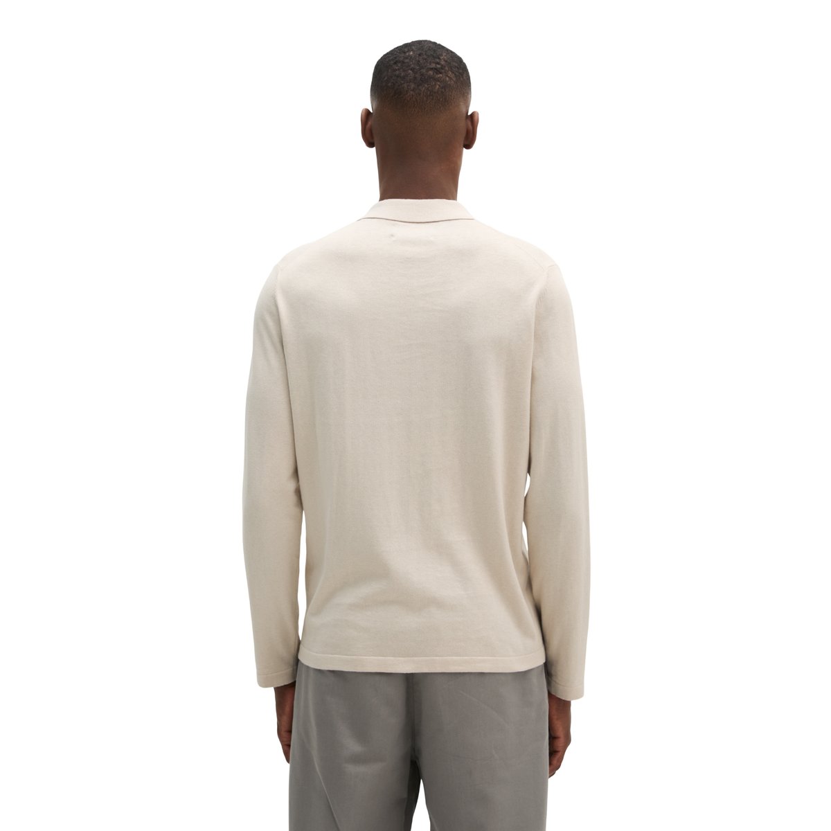 Polo en tricot régulier en mélange de coton et de cachemire bio creme, MARC O'POLO