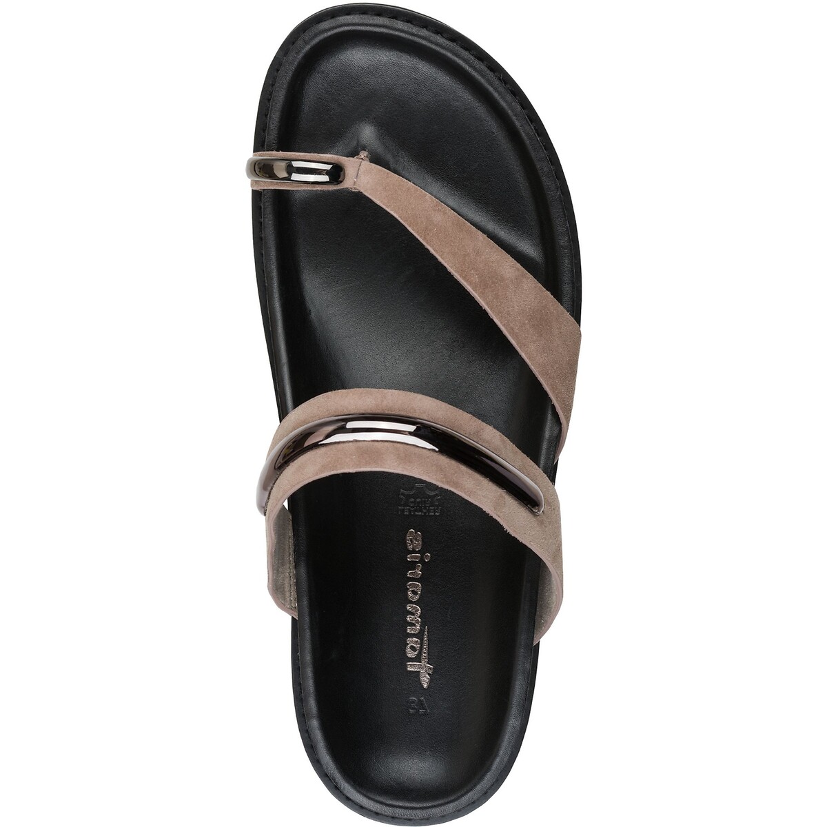 Mules de dedo de cuero marrón grisáceo, TAMARIS