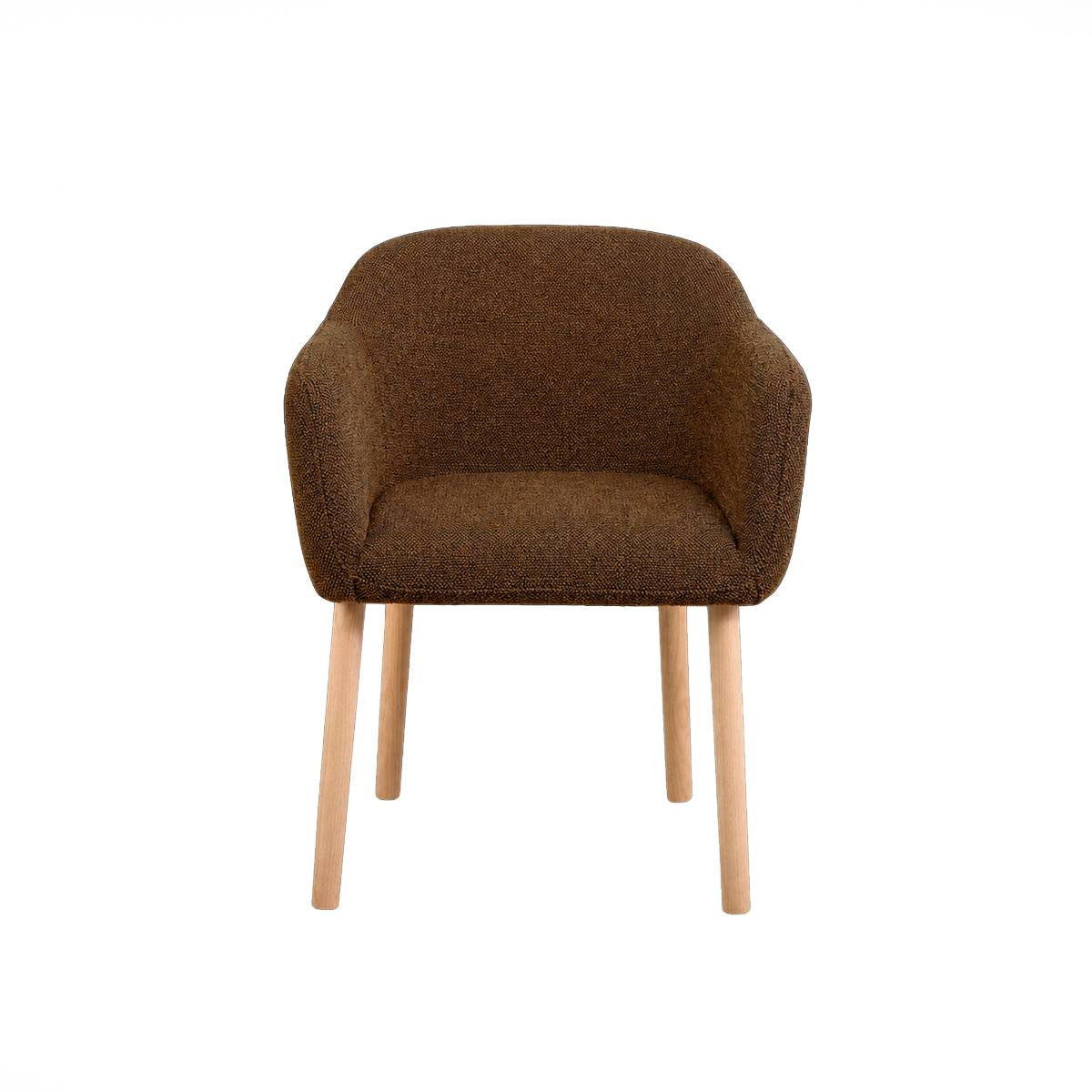 Lot de 2 chaises en tissu et bois SOLÈNE marron, MADE IN MEUBLES 