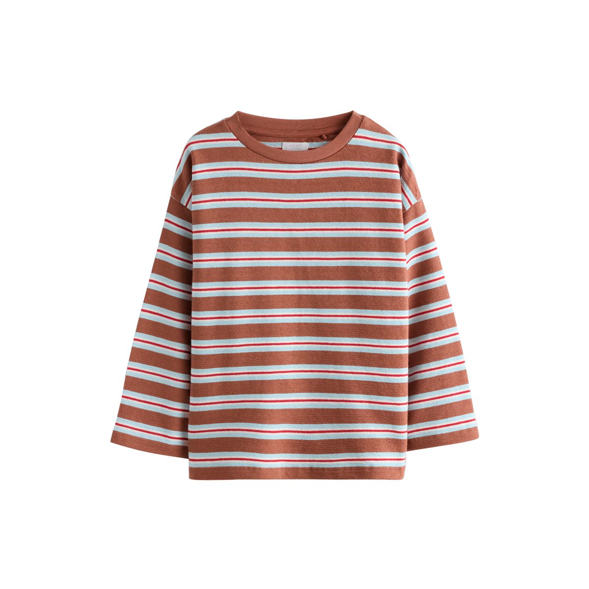 Haut texturé à manches longues, lot de 2 rayure rose/marron, NEXT