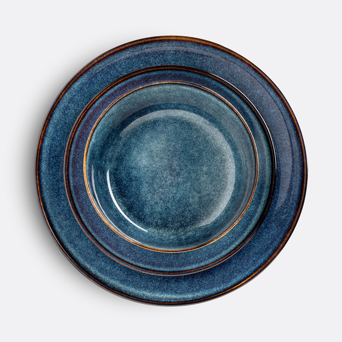 Lote de 6 platos llanos de gres, Onda azul , LA REDOUTE INTERIEURS