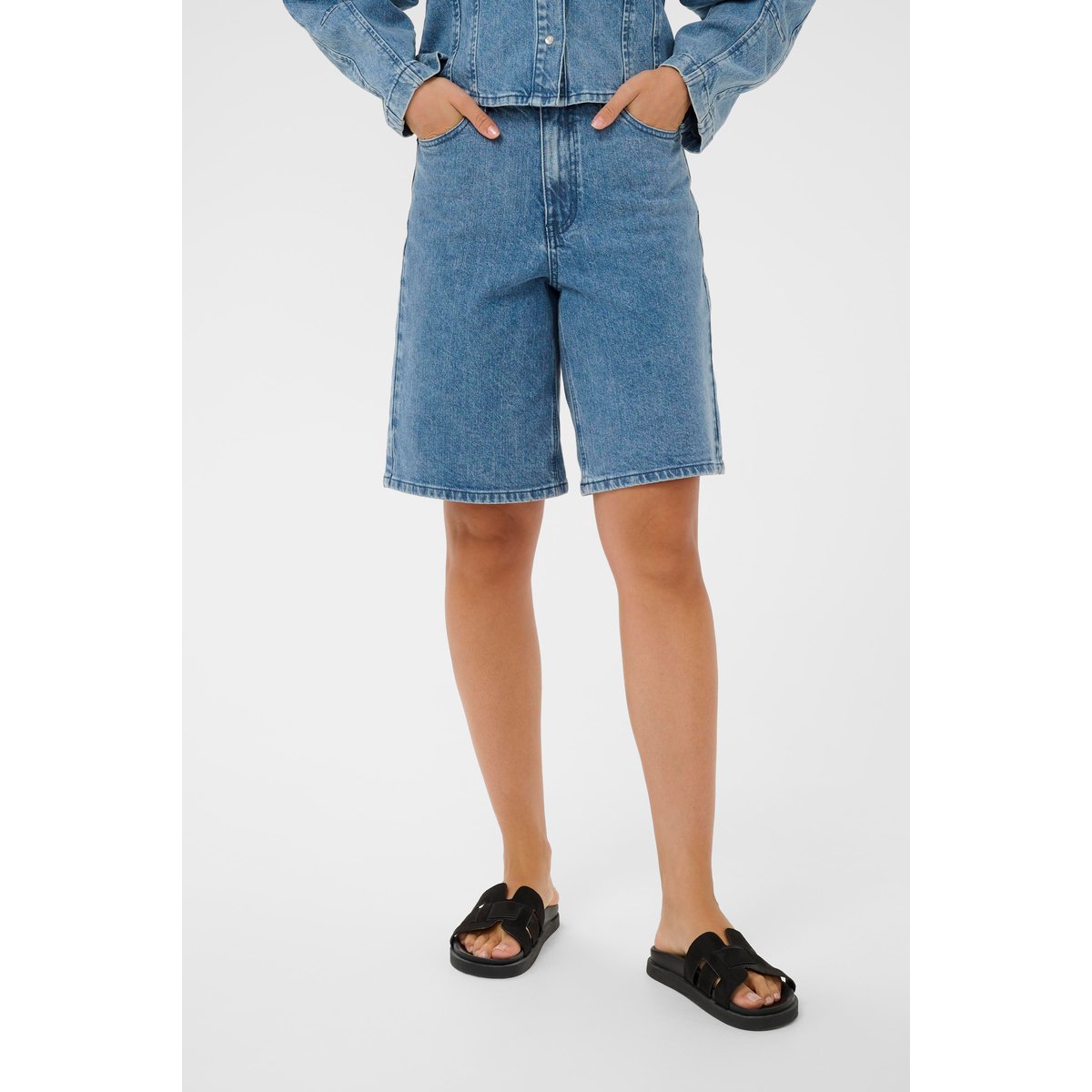 Shorts en jean bleu blue washed denim, KAFFE
