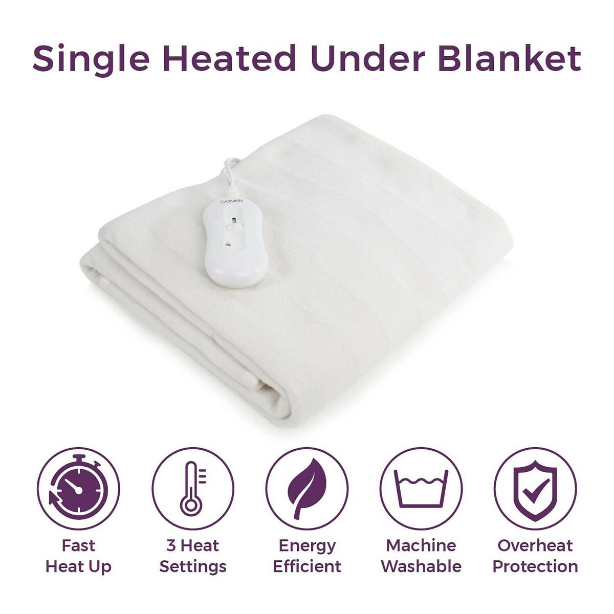 Single Heated Under Blanket white, CARMEN