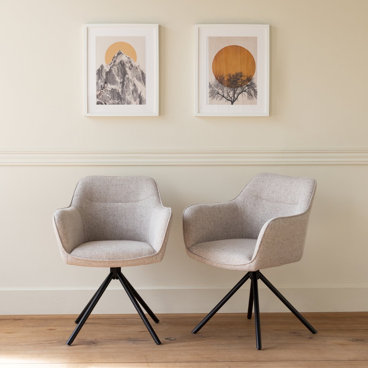 Lot de 2 chaises en tissu bleu, DANNA gris, noir, HAPPY GARDEN