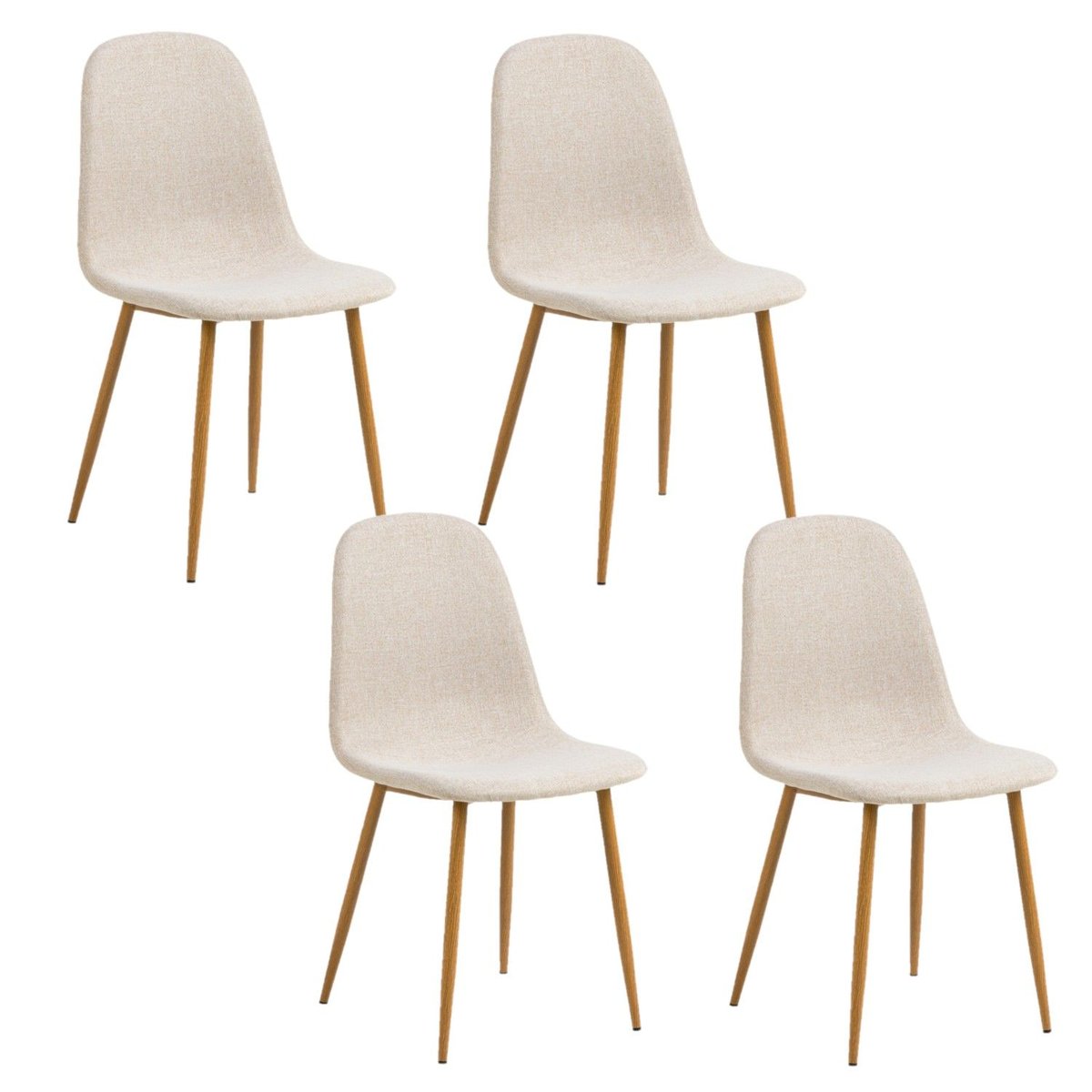 Lot de 4 chaises de salle à manger en tissu avec pieds en acier CLELIA beige, TOILINUX