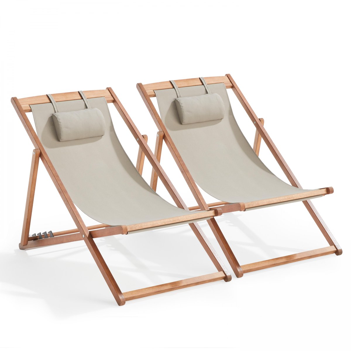 Lot de 2 chiliennes en bois eucalyptus, SOCOA taupe, OVIALA