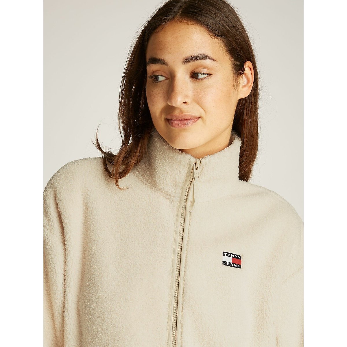 Casual Zip-Up Jacket beige, TOMMY JEANS