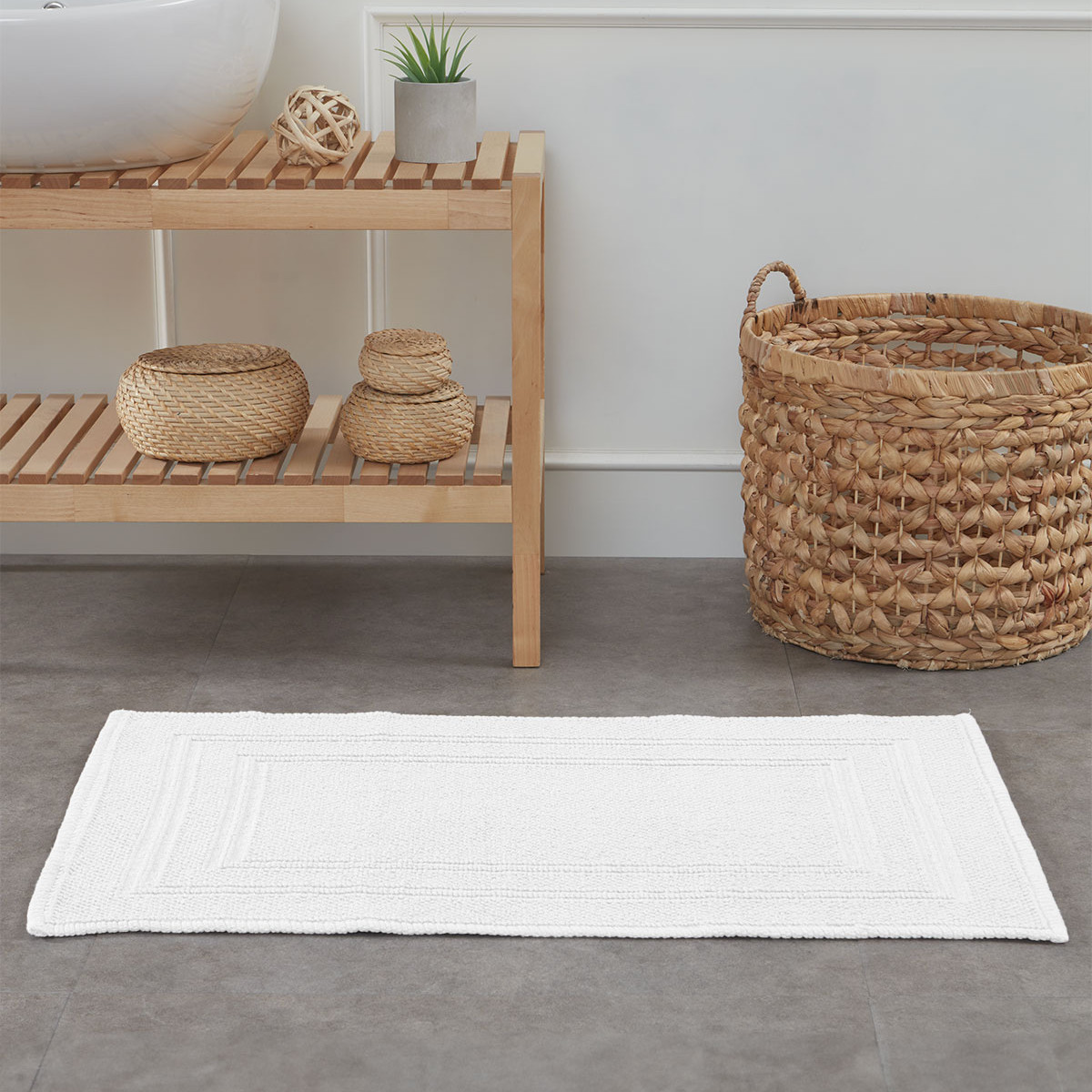 Tapis en coton antidérapant 1350 g/m² PUNTO PLAIN blanc, SENSEI MAISON
