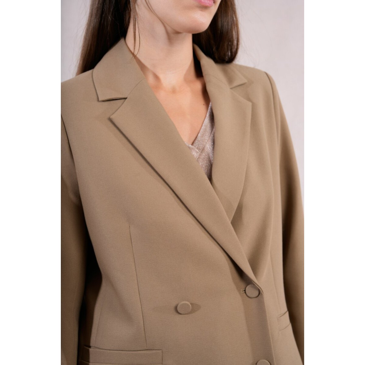 Straight Pleated Blazer beige, MOLLY BRACKEN