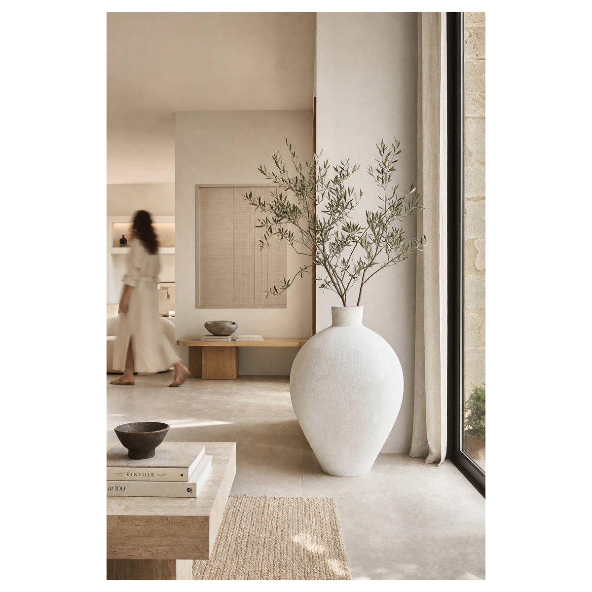 Cache-pot en fibres-ciment blanc, RECOLLECTION