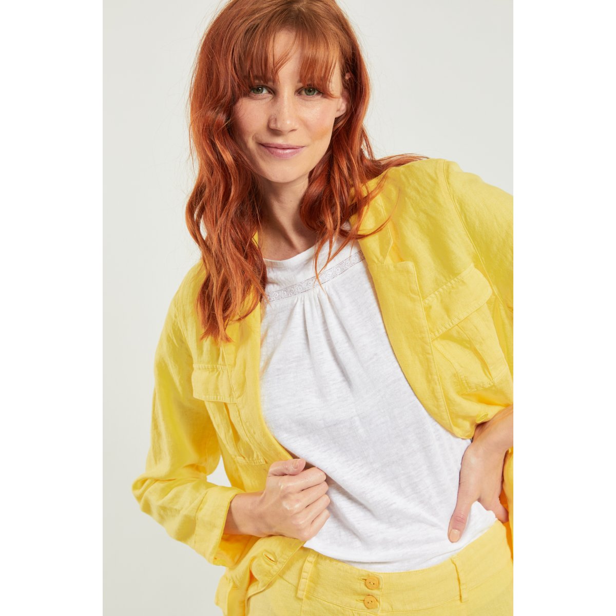 Veste saharienne en lin Sienna paille, TERRE & MER