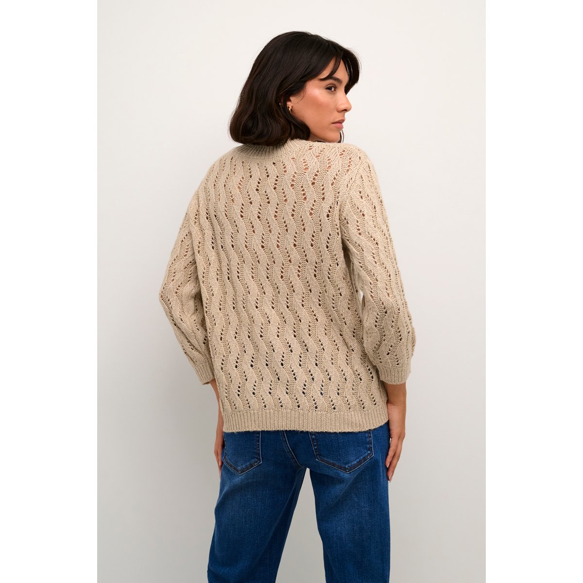 Knitted pullover beige feather gray melange, KAFFE