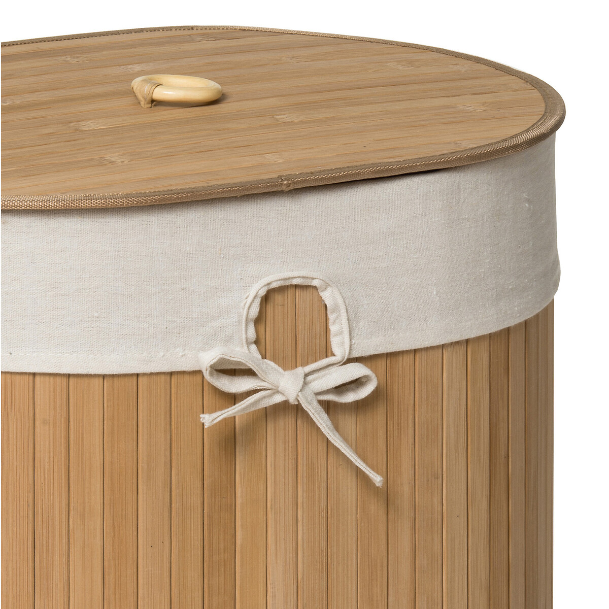 Bamboo Oval Laundry Hamper With Liner natural, SO'HOME