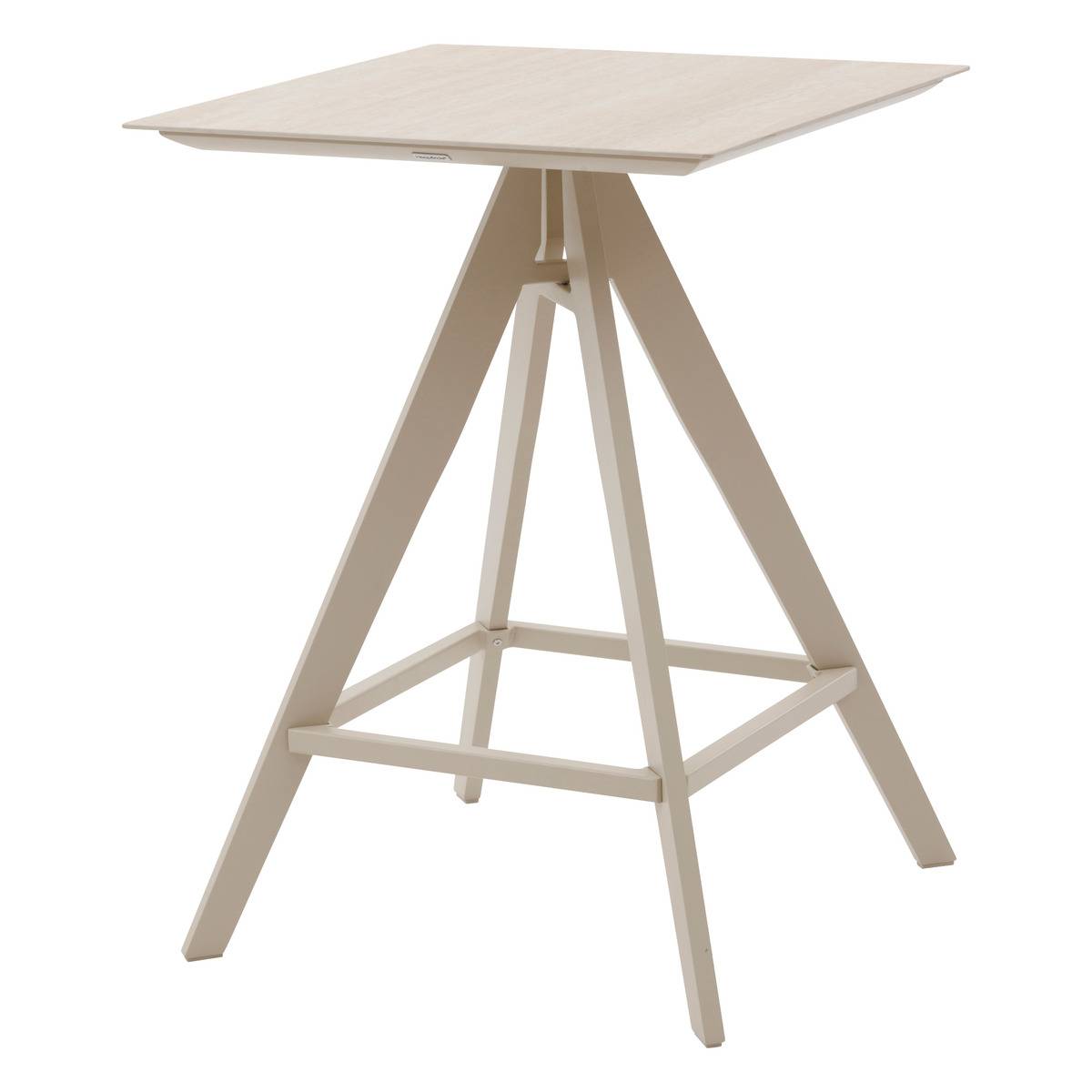 Table haute de jardin 2 places en aluminium TERZANO argile, HESPERIDE
