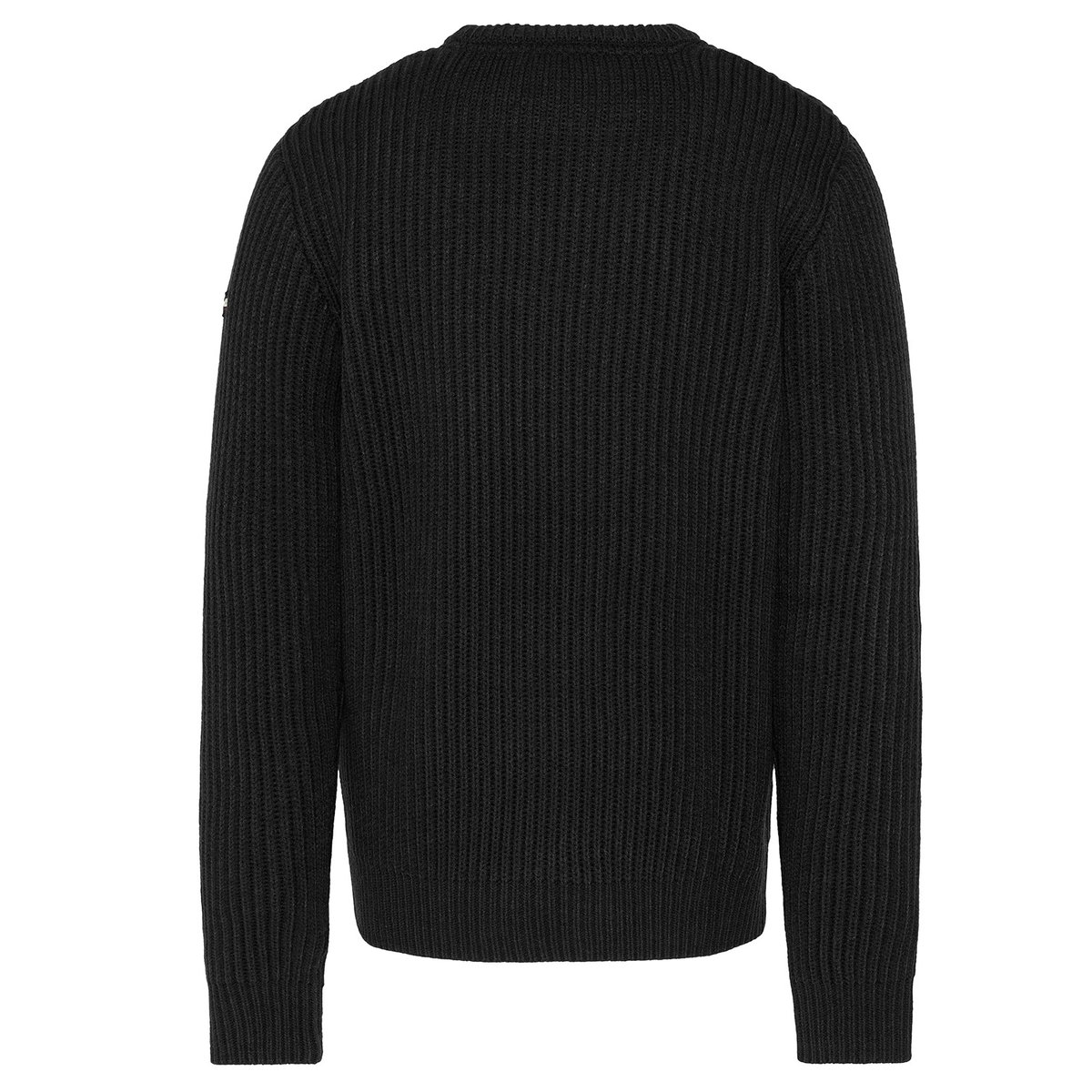 Pull col rond maille côtelé noir, SCHOTT