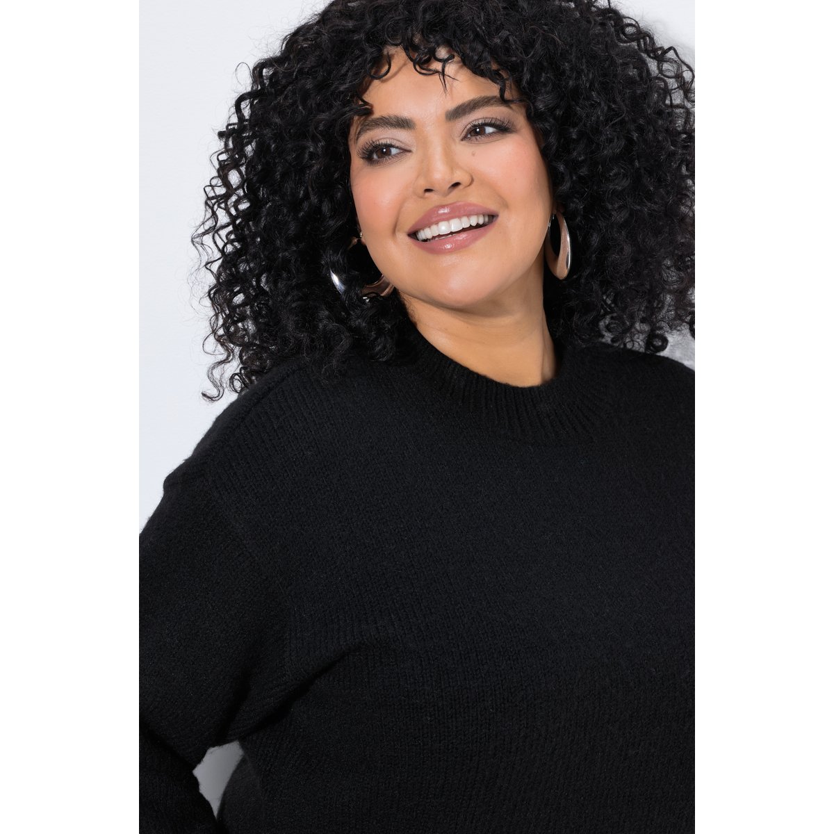Pull en maille fine, col montant noir, ULLA POPKEN