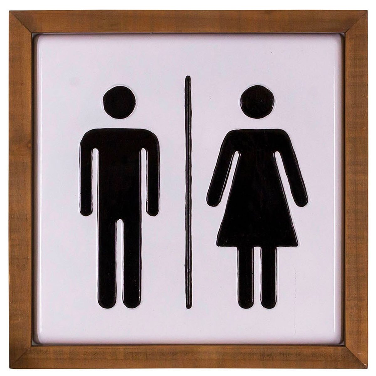 Panneau signalétique WC en métal blanc et noir 24.5x24.5x2cm blanc, WADIGA