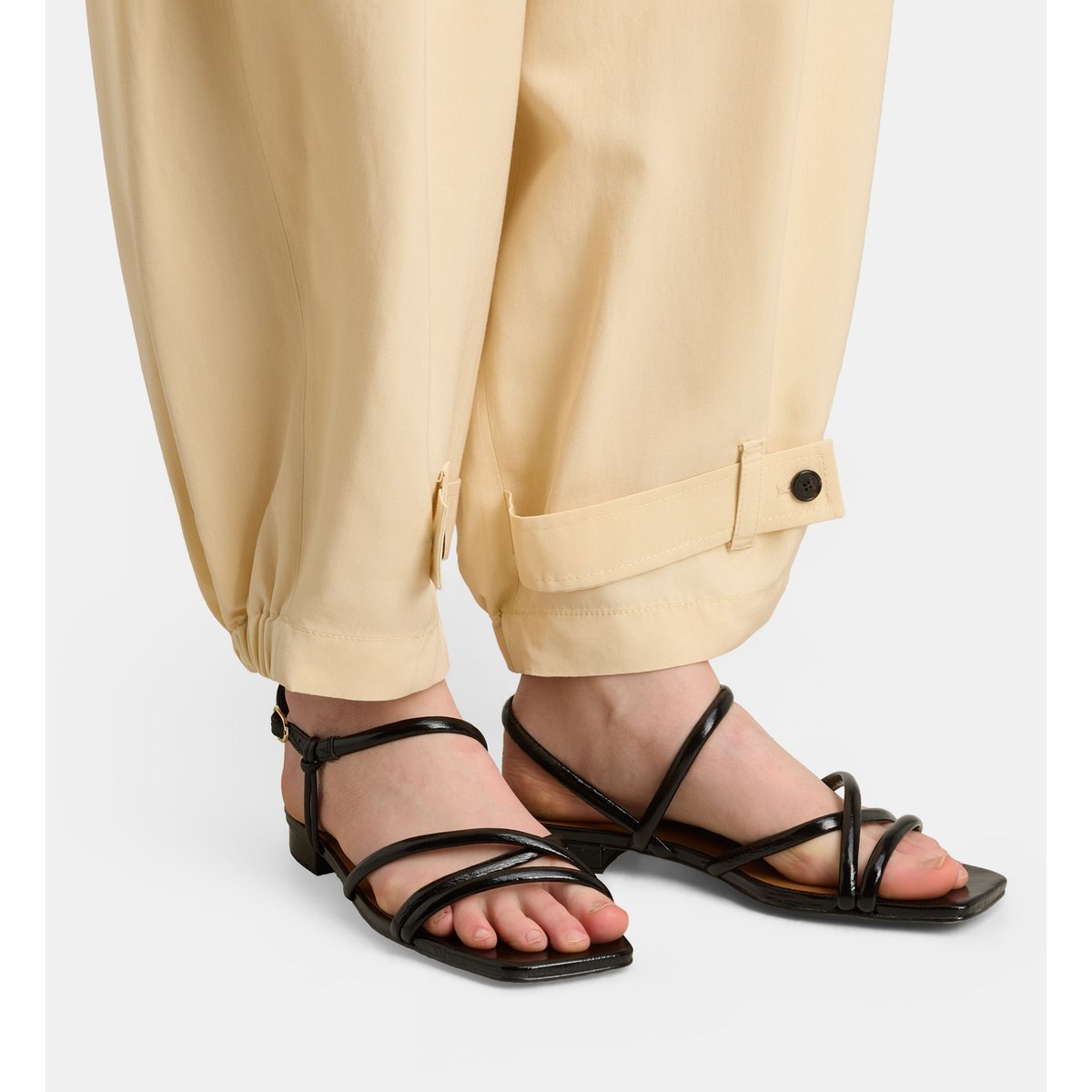 Sandales plates bibi brides cuir noir, GALERIES LAFAYETTE