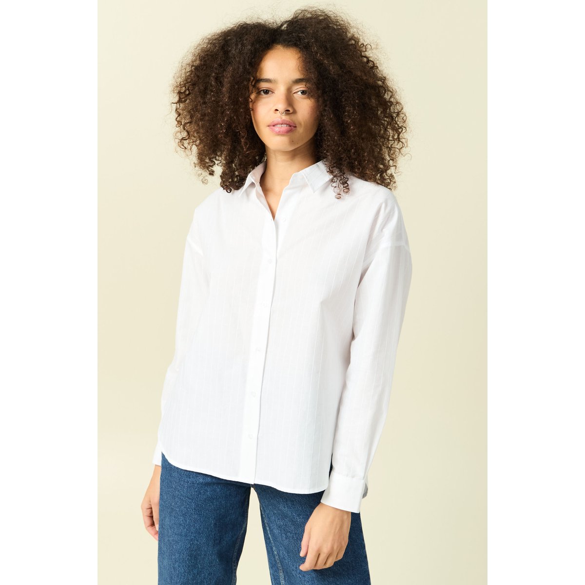 Chemise oversize en coton ecru, BONOBO