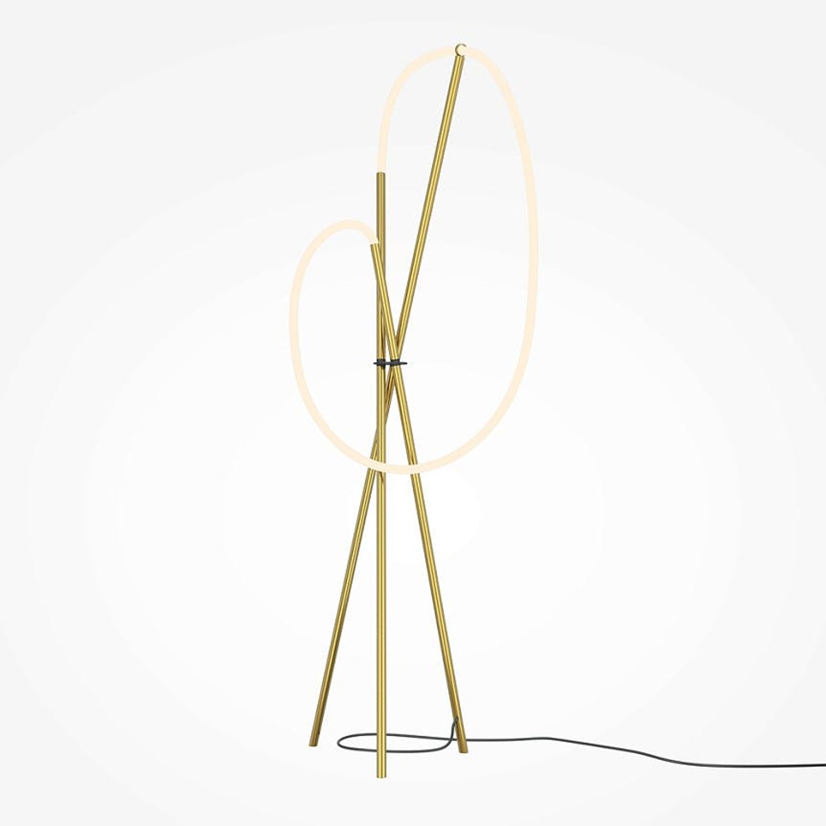 Lampadaire design tube lumineux à LED AURORA doré, PIER IMPORT