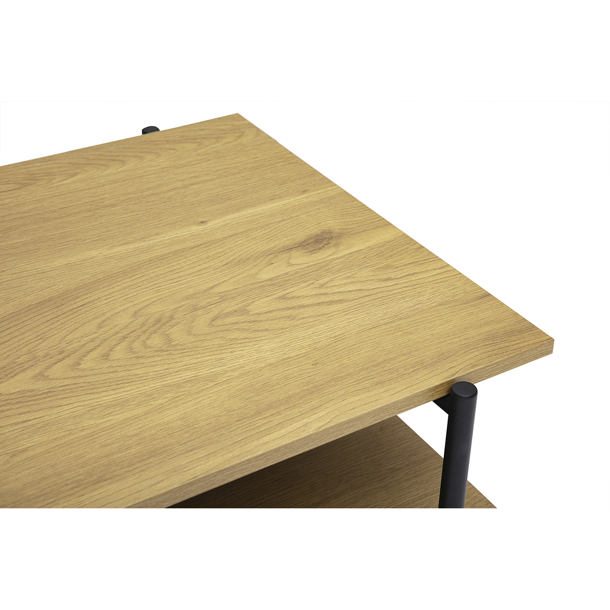 Table basse rectangulaire finition bois foncé noyer et métal noir L80 cm PIPPA chêne clair, MILIBOO