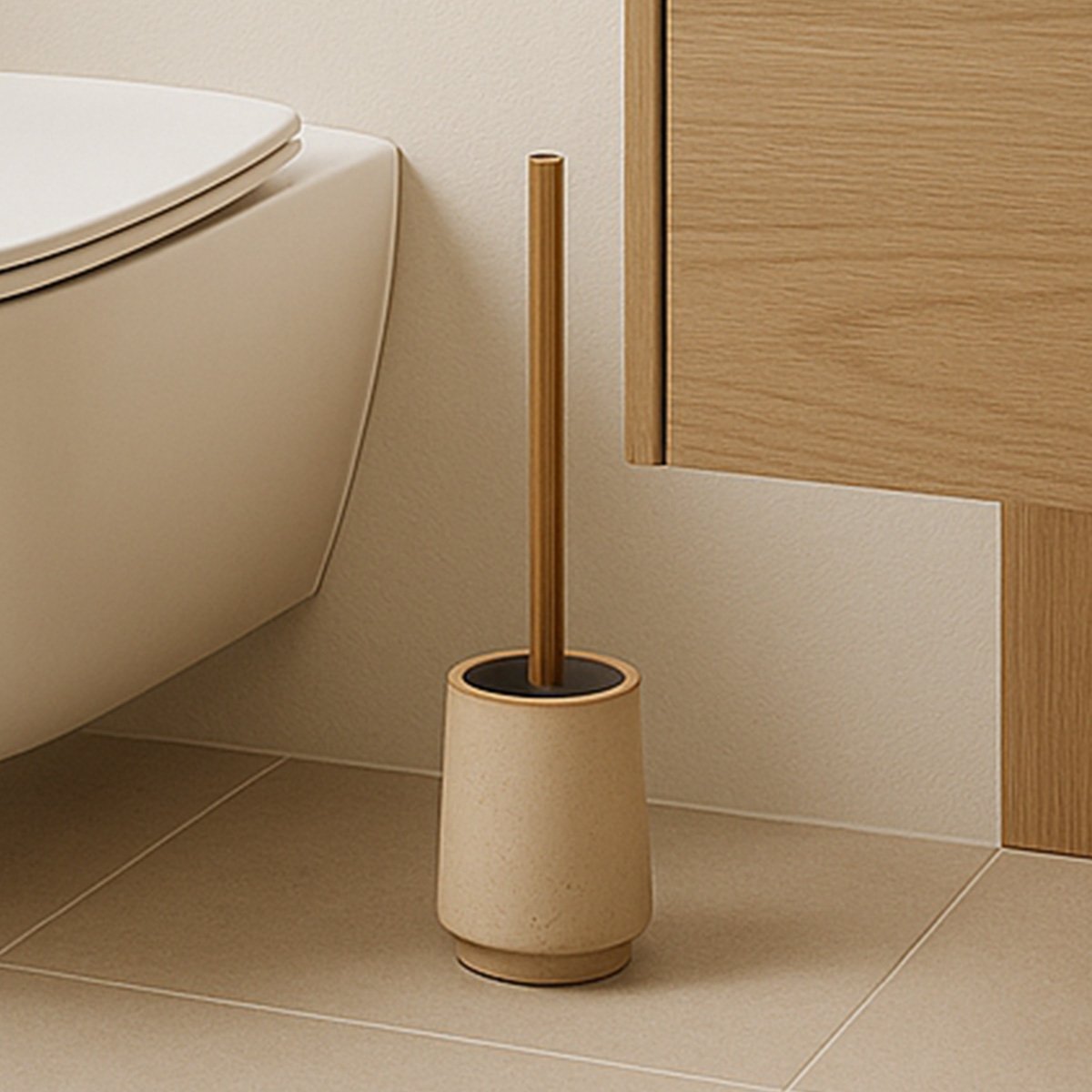 Brosse WC - Céramique beige - ARMONIA beige, MAISON AUBERTIN