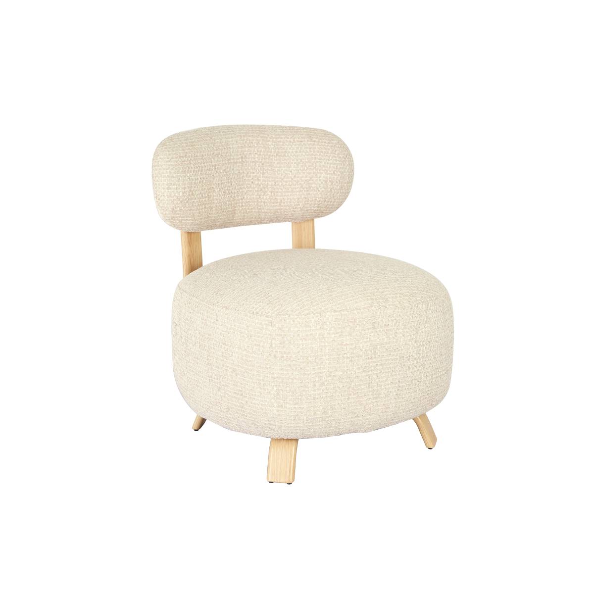 Fauteuil en tissu et métal PASCAL blanc, MADE IN MEUBLES 
