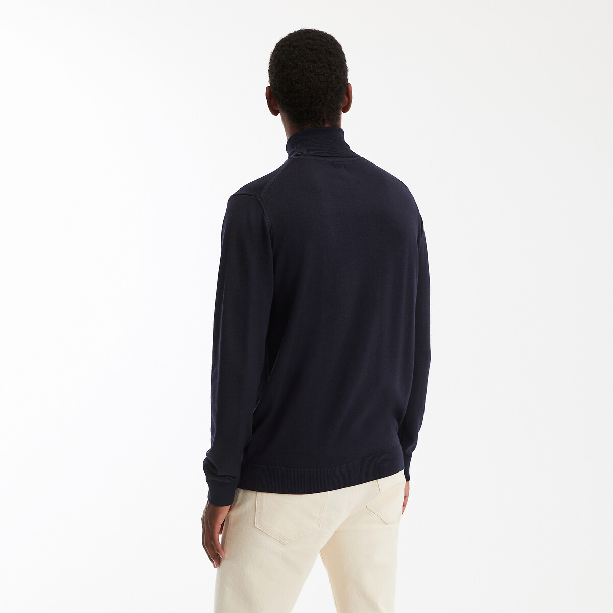 Pull col roulé mérinos bleu marine, LA REDOUTE COLLECTIONS