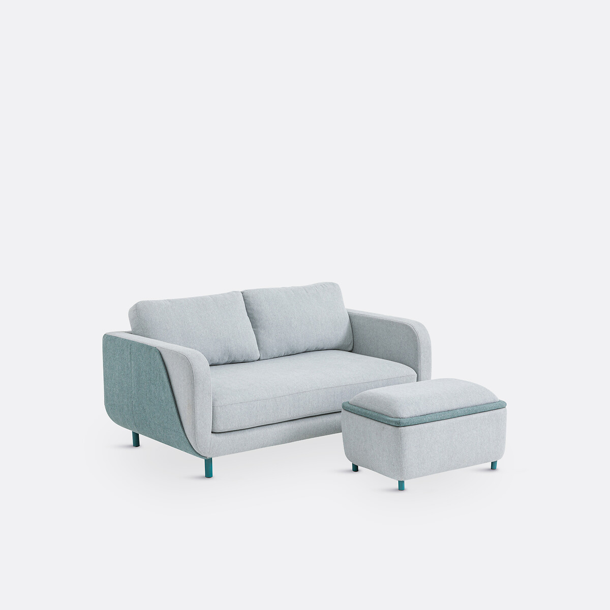 Pufe 3 em 1, assento, arrumação e mesa de centro, Jimba cinzento/azul, LA REDOUTE INTERIEURS