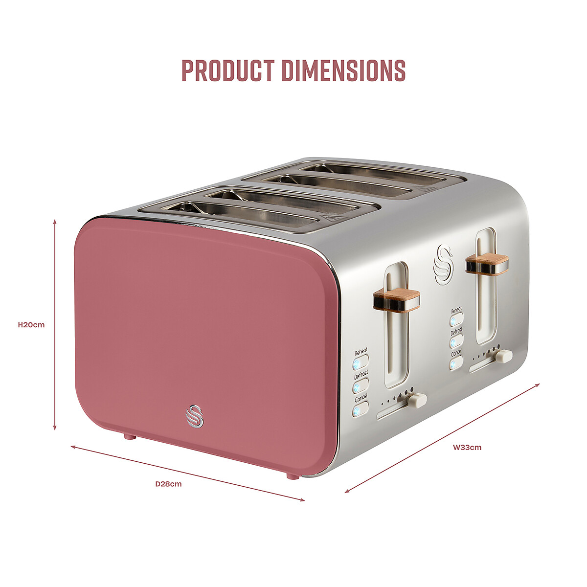 Nordic 4-Slice Toaster - ST14620 fuchsia pink, SWAN