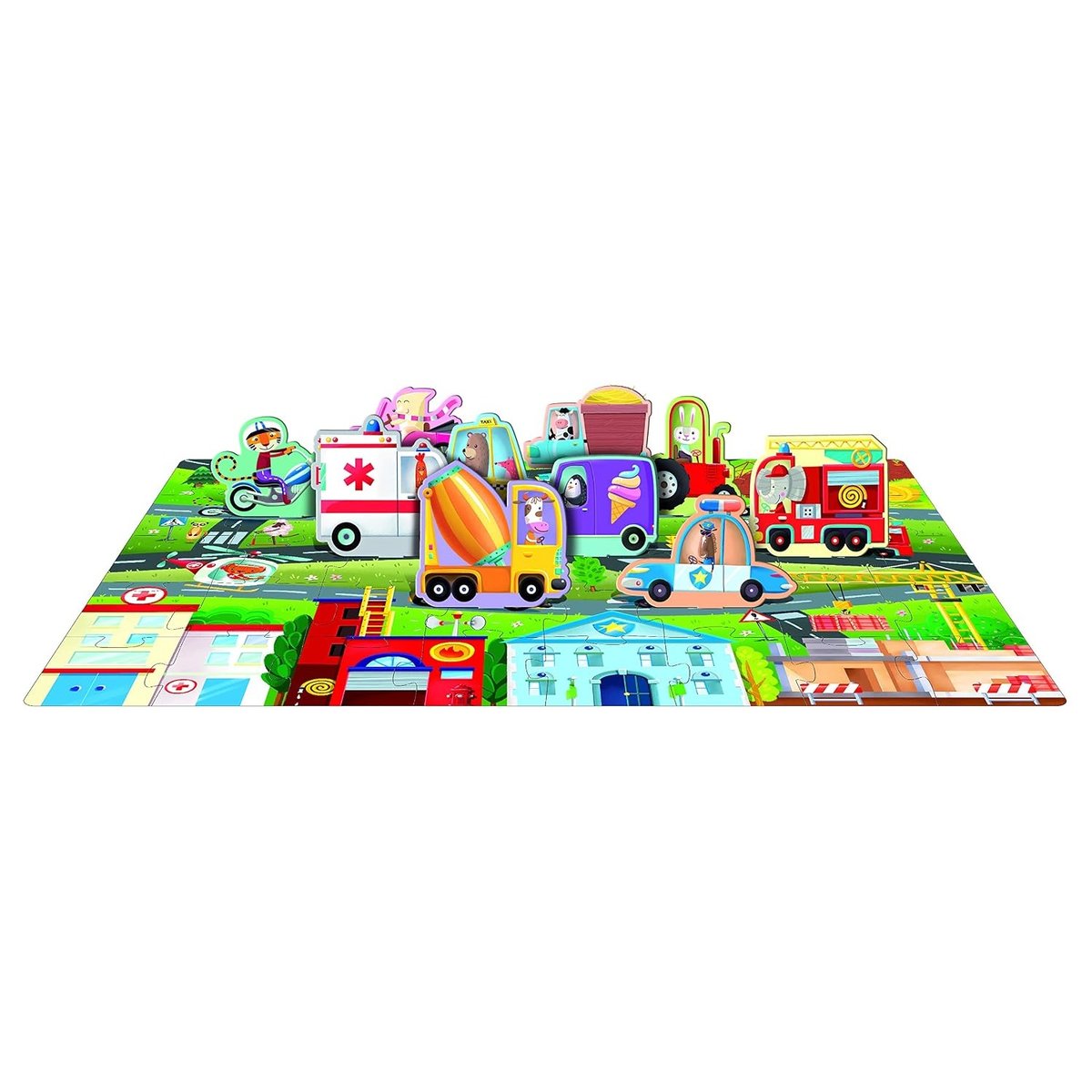 Livre et puzzle Les véhicules bleu, SASSI JUNIOR
