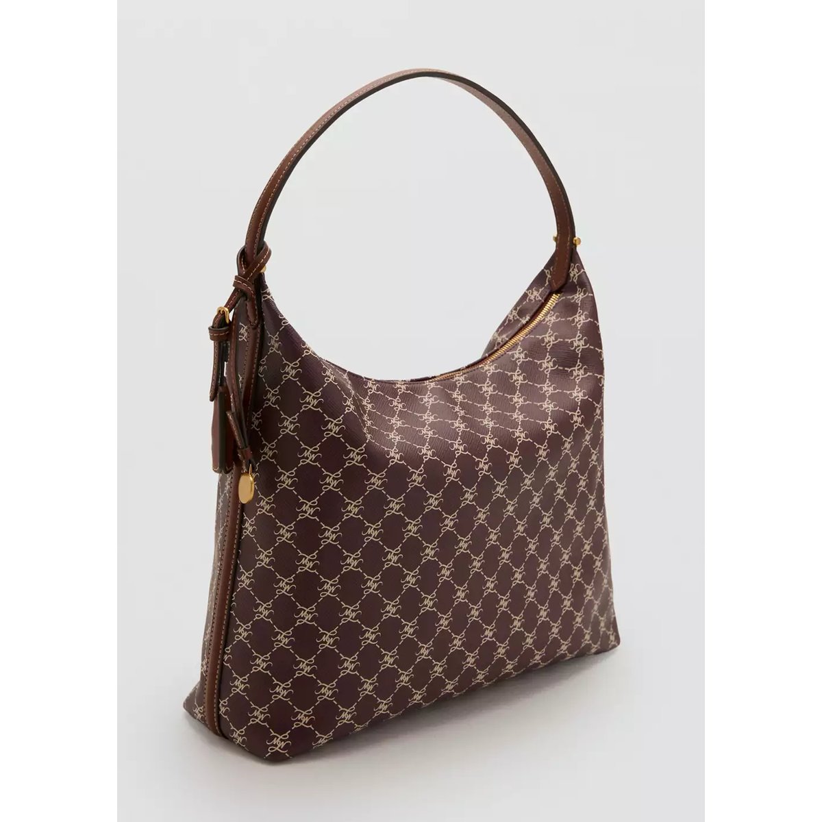 Sac à bandoulière moyen avec logo bordeaux, MANGO