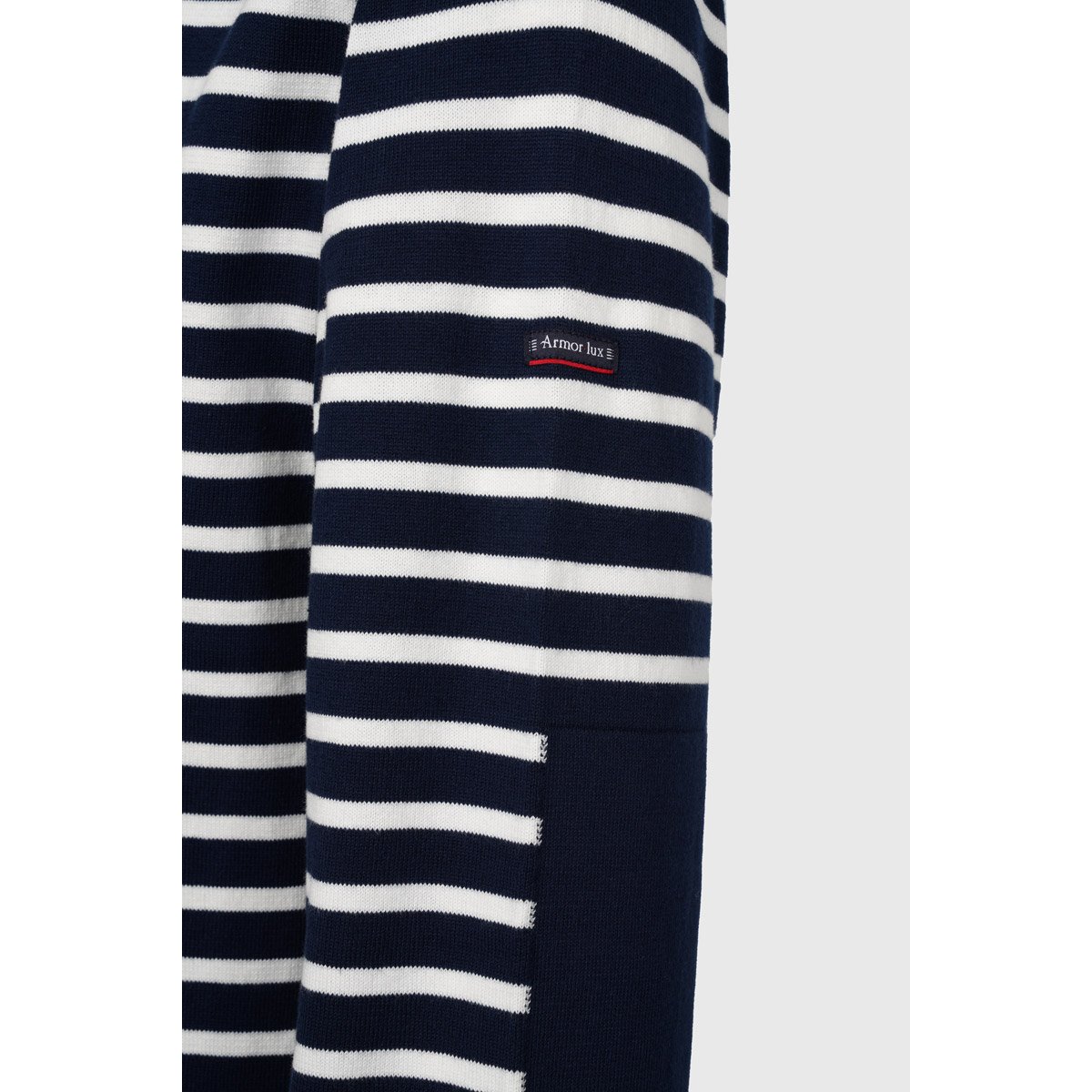 Pull rayé avec coudières en coton rich navy/milk, ARMOR-LUX