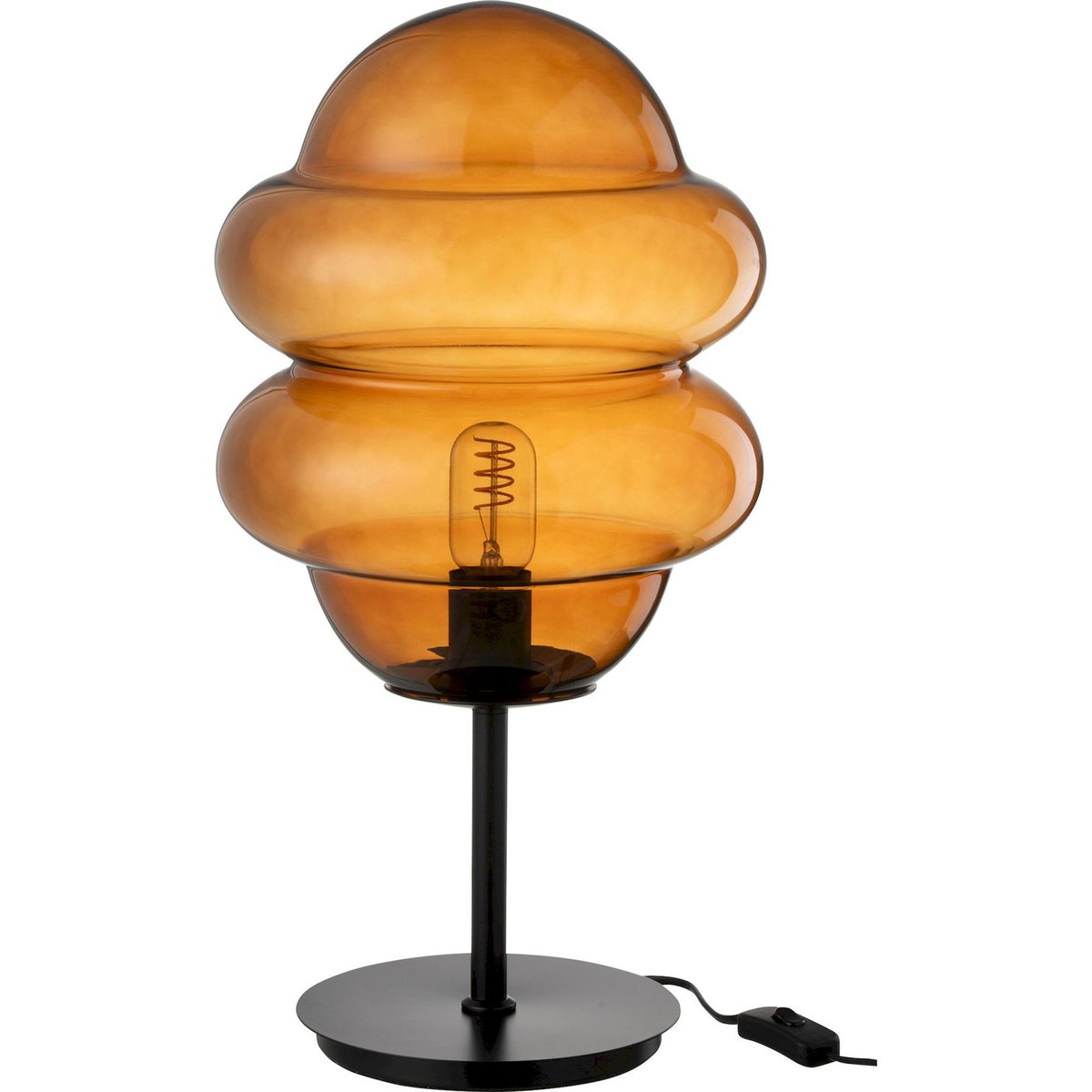 Lampe en verre forme organique cuillère de miel miel ambré marron, RECOLLECTION