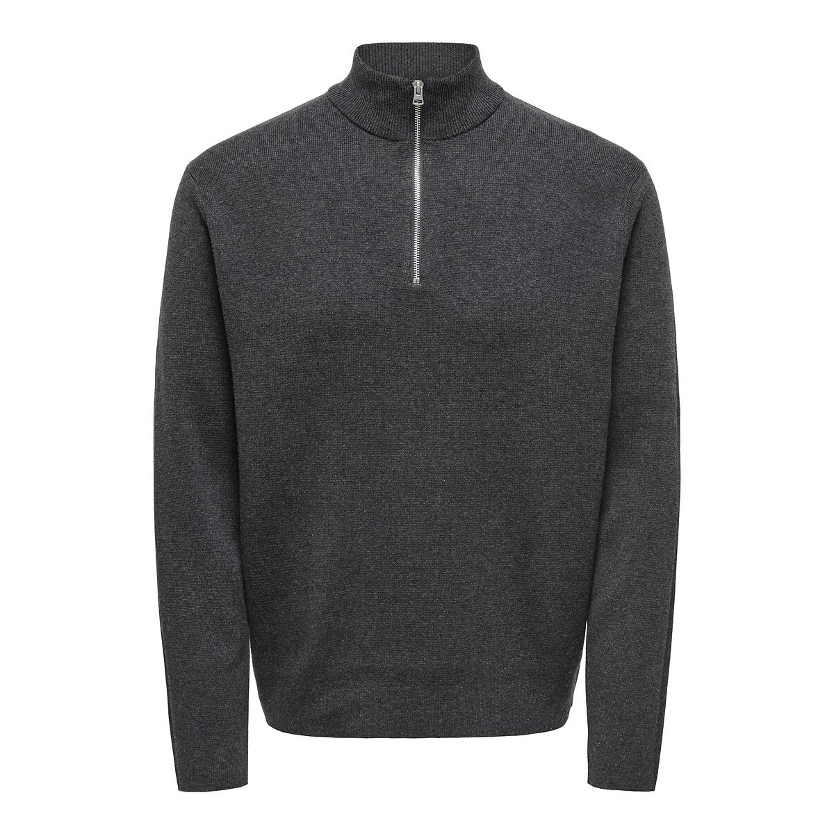 Pull col montant zippé, droit gris anthracite, ONLY & SONS