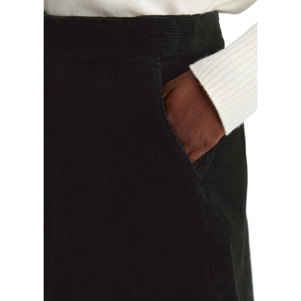 Cordrock A-Shape en coton stretch noir, MARC O’POLO DENIM