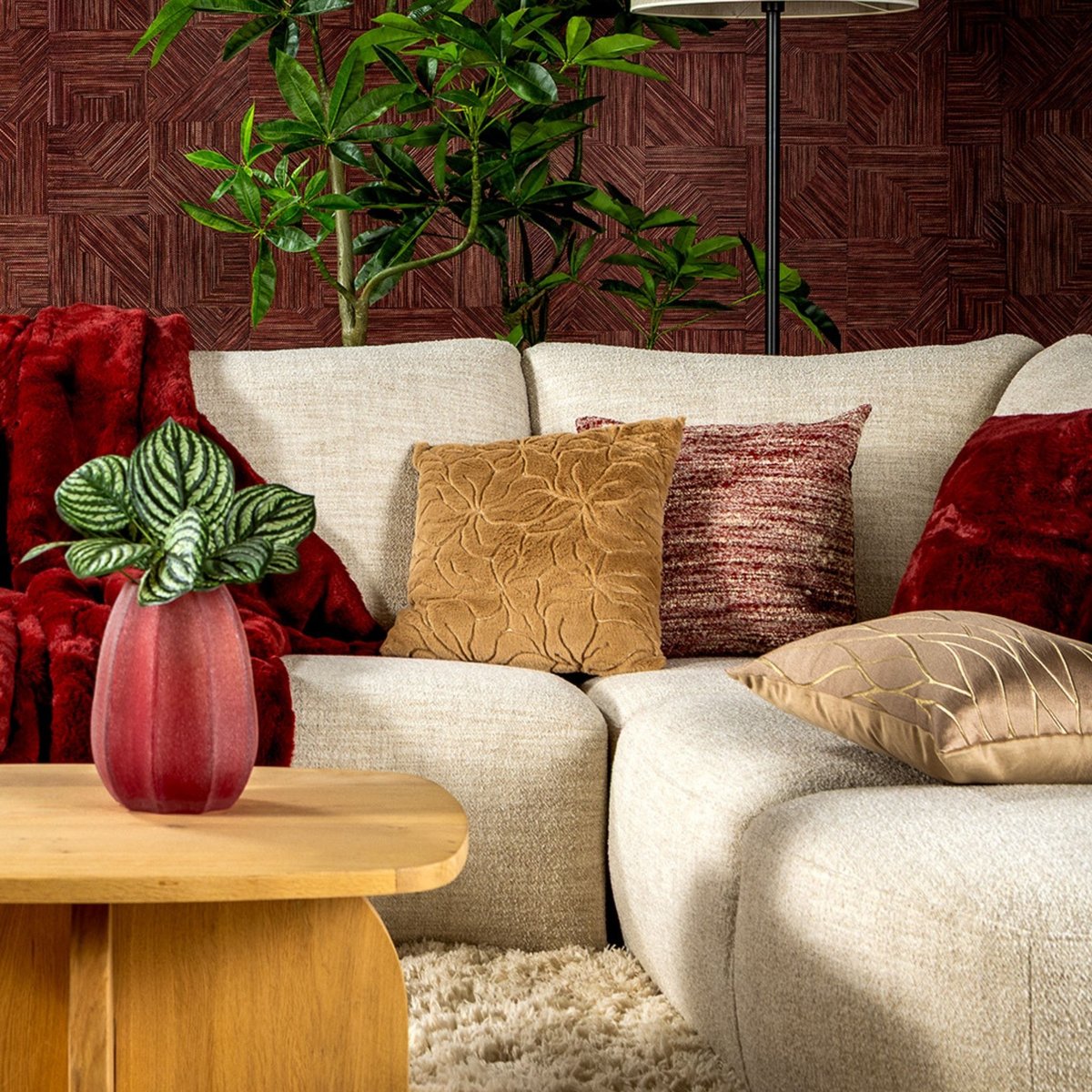 Housse de coussin Christan rouge, DUTCH DECOR