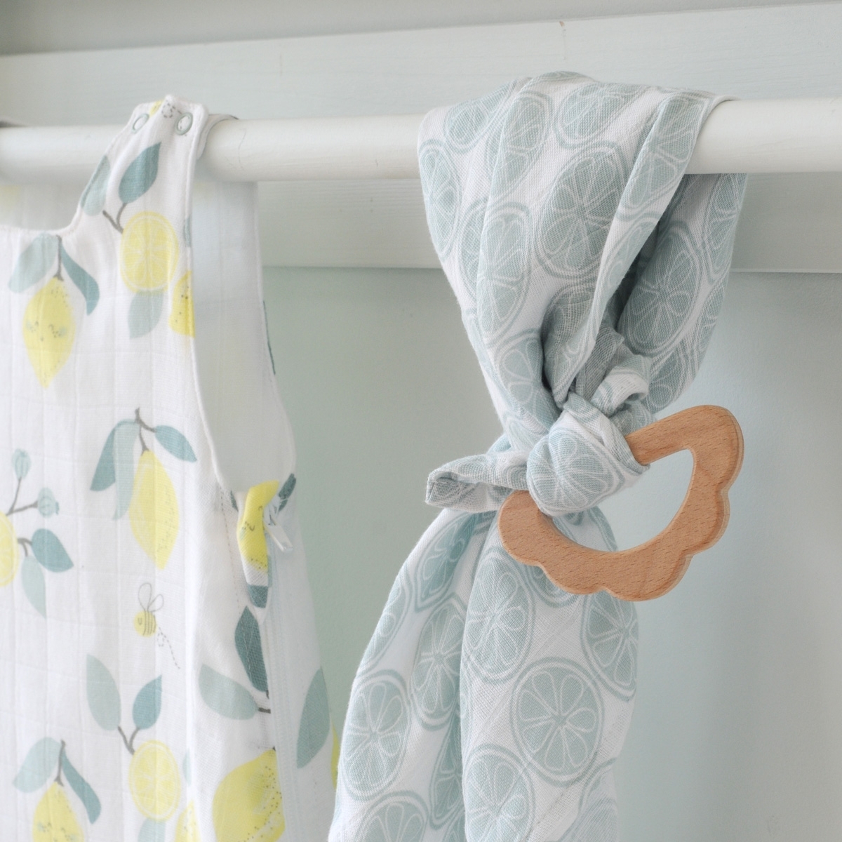 Lot de 3 langes coton bio LIMONADE blanc, LITTLE CREVETTE