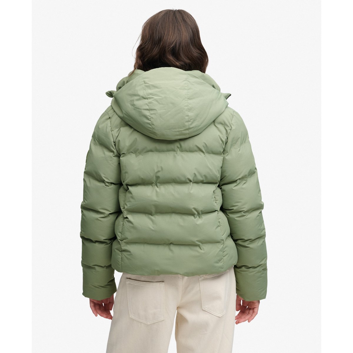 Veste Matelassée City à Capuche kaki clair, SUPERDRY