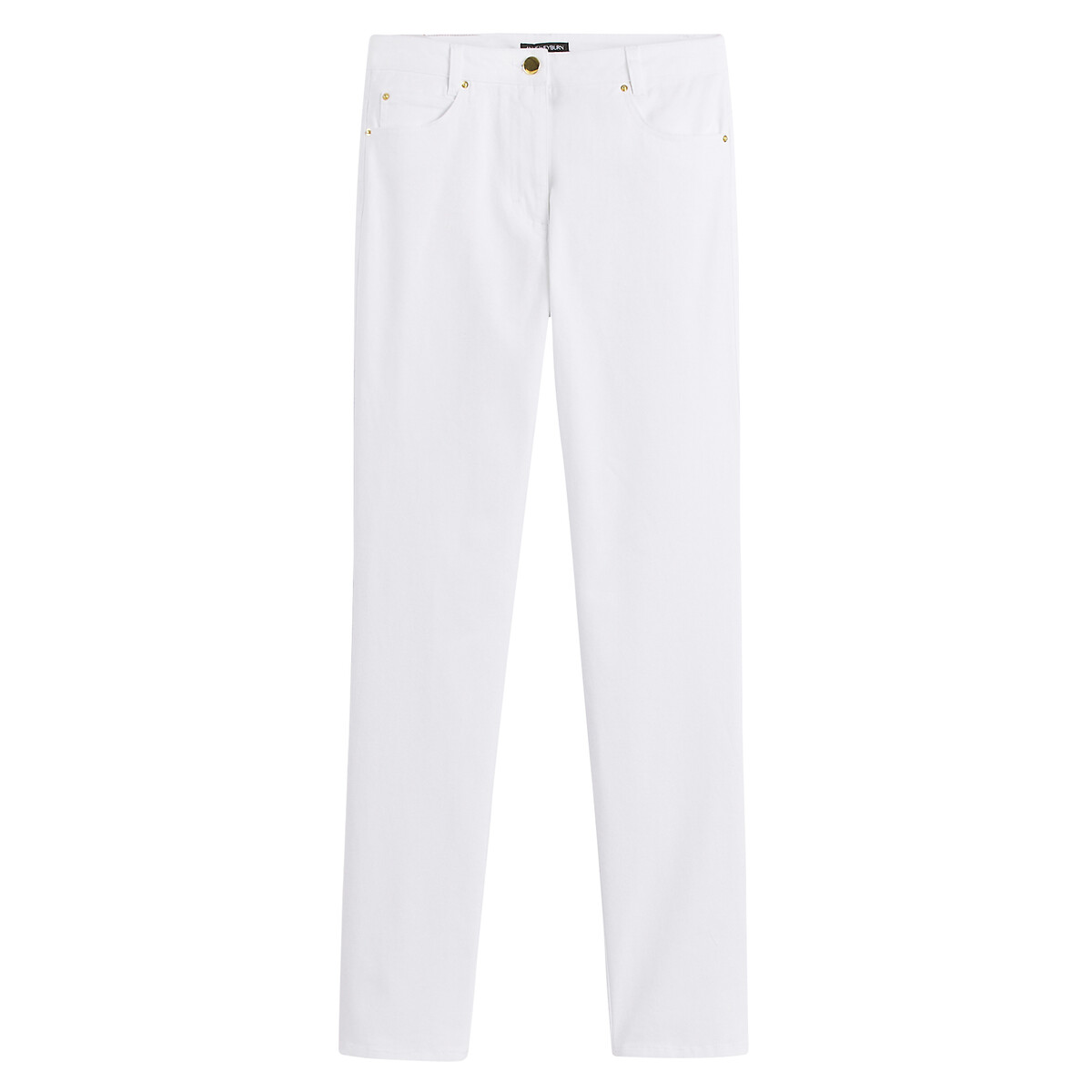 Calças direitas, 5 bolsos, algodão stretch branco, ANNE WEYBURN