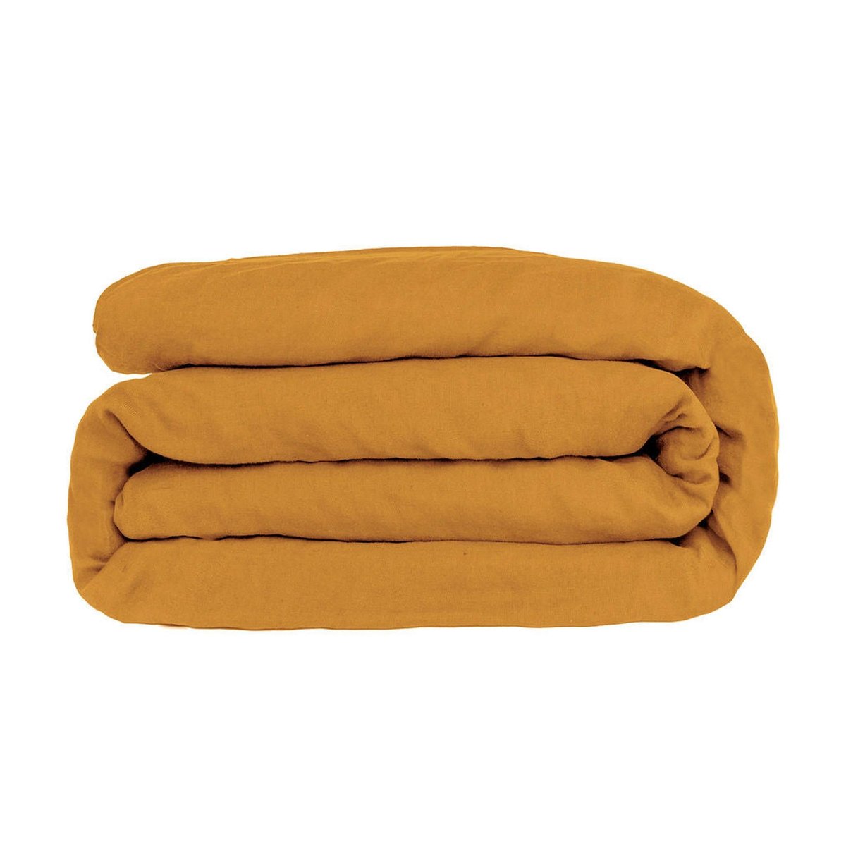 Parure + taies 65x65 satin de coton JULIA jaune moutarde, FEBRONIE